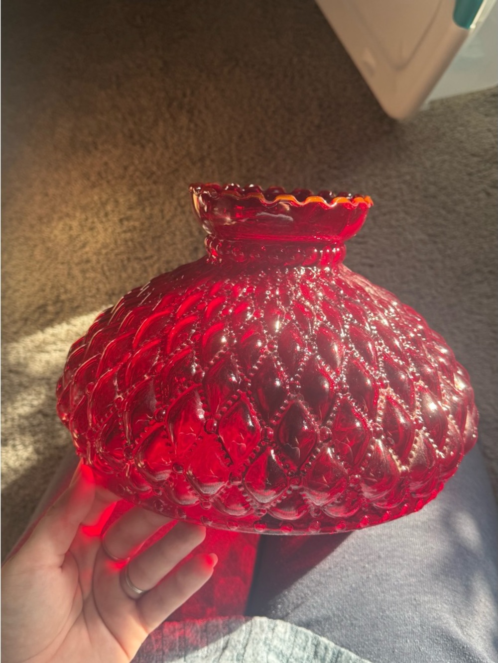 Fenton Red Hobnail Glass Lantern Shade